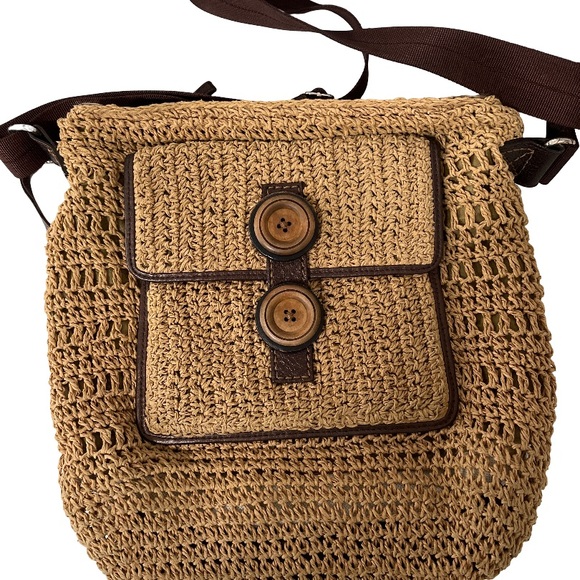Brighton Straw Rafia Chic Nautical Crossbody Bag - Picture 1 of 7